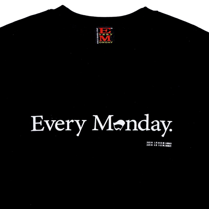 『Ｅｖｅｒｙ　Ｍｏｎｄａｙ』＿ＬＯＧＯクルー第二版＿ＢＬＡＣＫ　Ｌサイズ Lサイズ