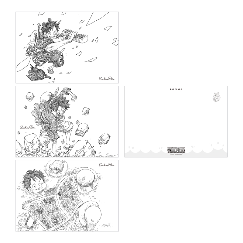 『ＯＮＥ　ＰＩＥＣＥ』ポストカード３枚セット　えんぴつブラック　（ＯＮＥ　ＰＩＥＣＥ　ｍａｇａｚｉｎｅ　ｖｏｌ．１０・１４・１７）　ＢＤ４－ＪＦ