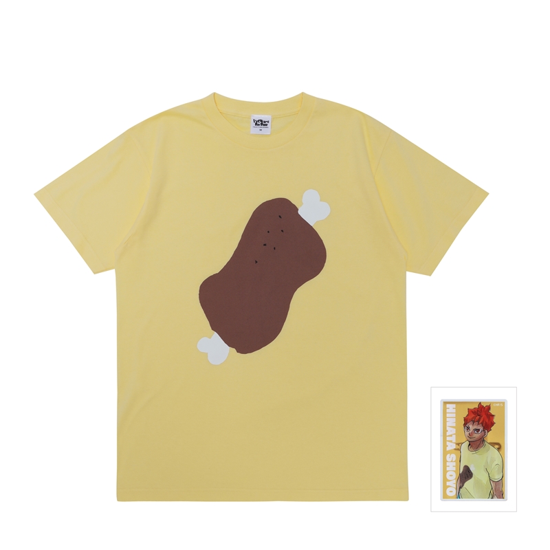 『ハイキュー！！』日向翔陽の「お肉」Ｔシャツ　日向翔陽サイズ（Ｍサイズ相当）　アクリルバッジ１個付き　＜ハイキュー！！　ＦＡＮ　ＰＡＲＫ＞　ＢＥ２